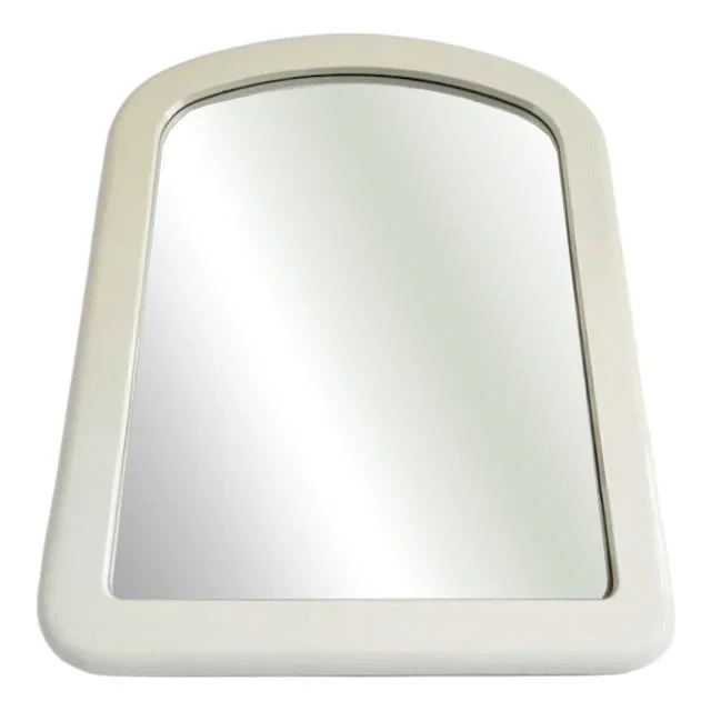 Vintage Space Age Cream-White Plastic Framed Mirror, 1970s
