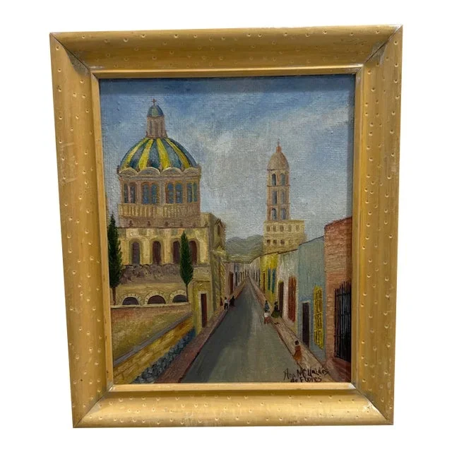 Vintage Spanish Landscape Painting on Board ~ Signed