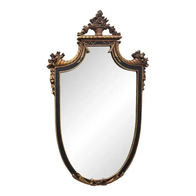 Vintage Traditional Federal Style Gilt Wood Shield Wall Mirror