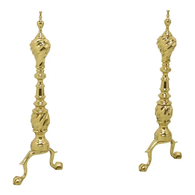 Virginia Metalcrafters Middleton House Brass & Metal Traditional Fireplace Andirons – A