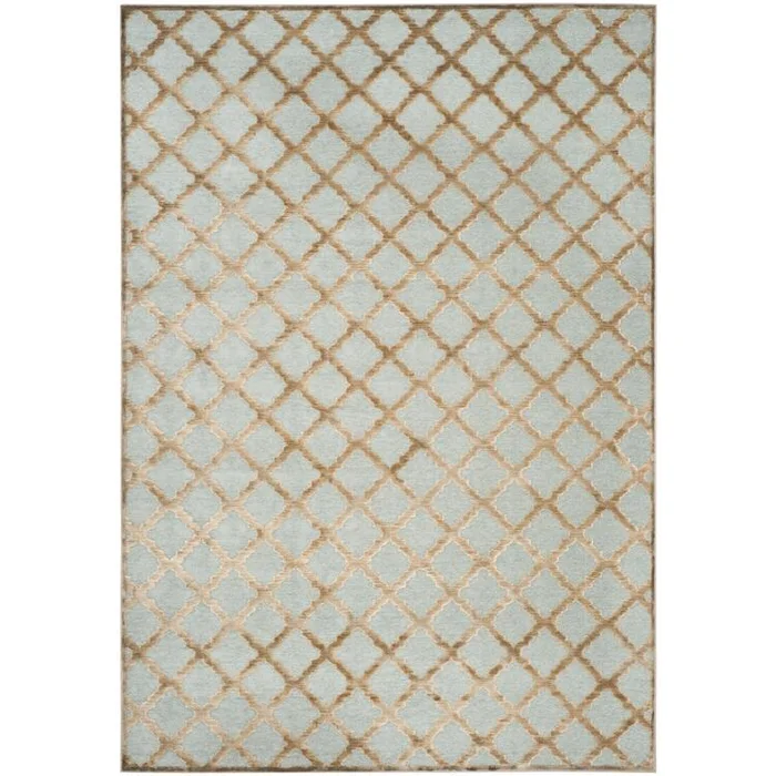 Viscose Pile Rugs 7’6 x 5’3 Mouse/Aqua Design Medium Rectangle Rug – Safavieh