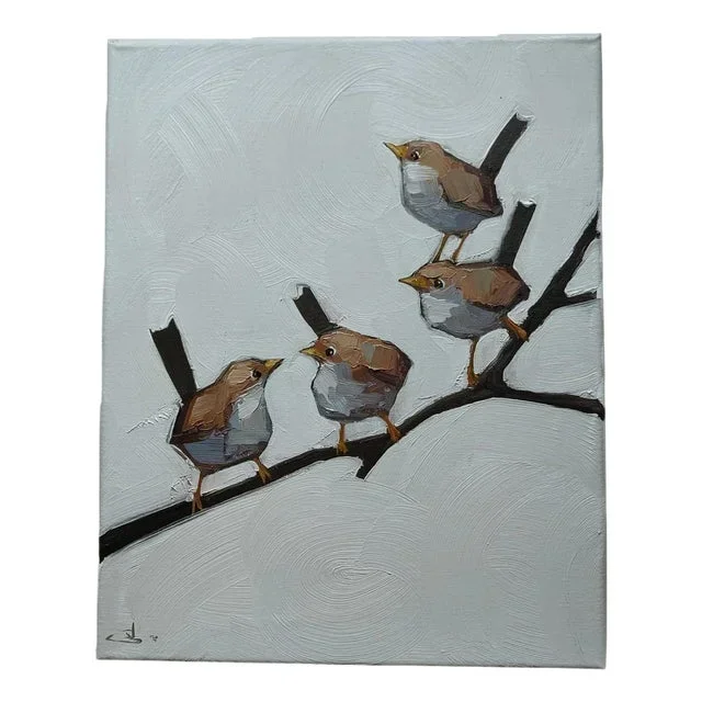 Vivek Mandalia, Wren Birds, Oil on Canvas