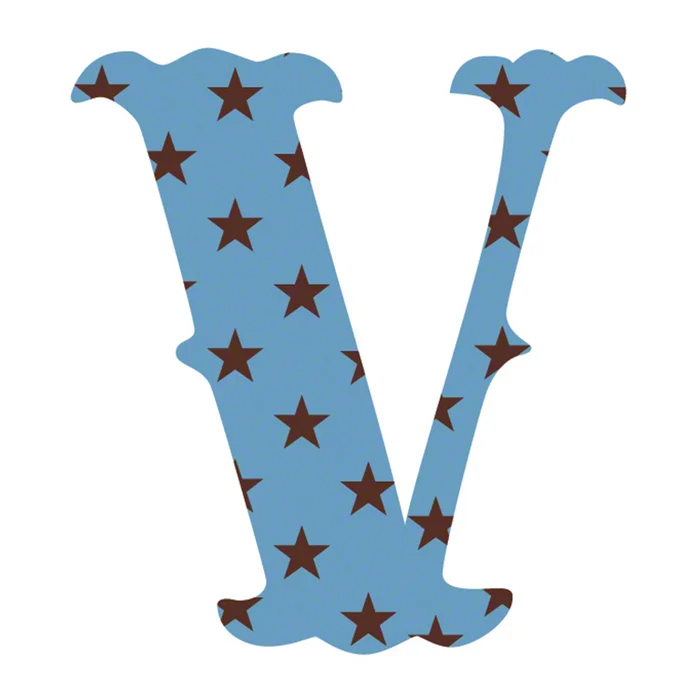 Wall Candy Arts Blue Stars Luv Letter V Wall Decal