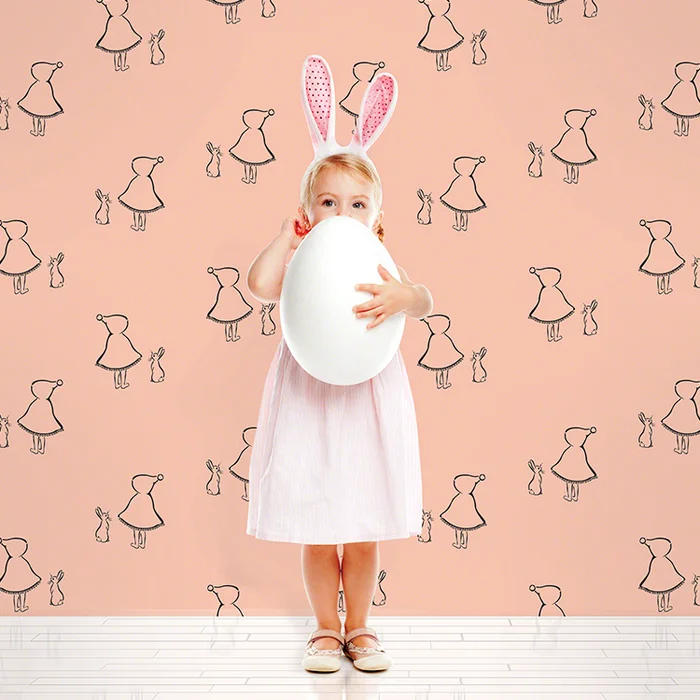 Wall Candy Arts Bunny Up Removable Wallpaper in Pink
