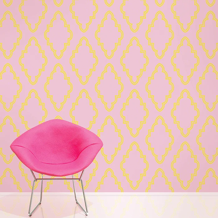 Wall Candy Arts Quatrefoil Removable Wallpaper in Pink and Yellow