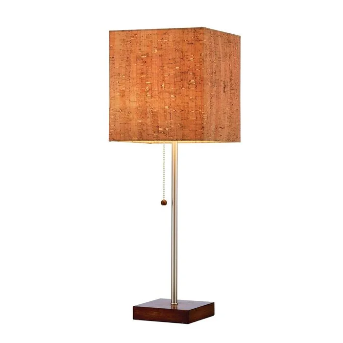 Walnut Wood Table Lamp with Natural Cork Shade – Adesso