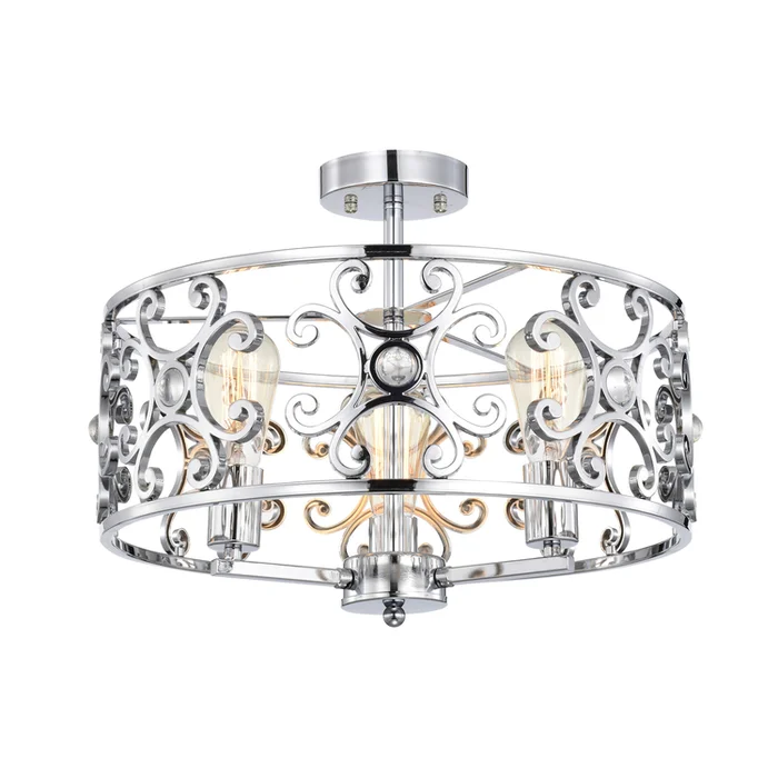 Warehouse of Tiffany 3 – Light 17.72” Simple Drum Semi Flush Mount