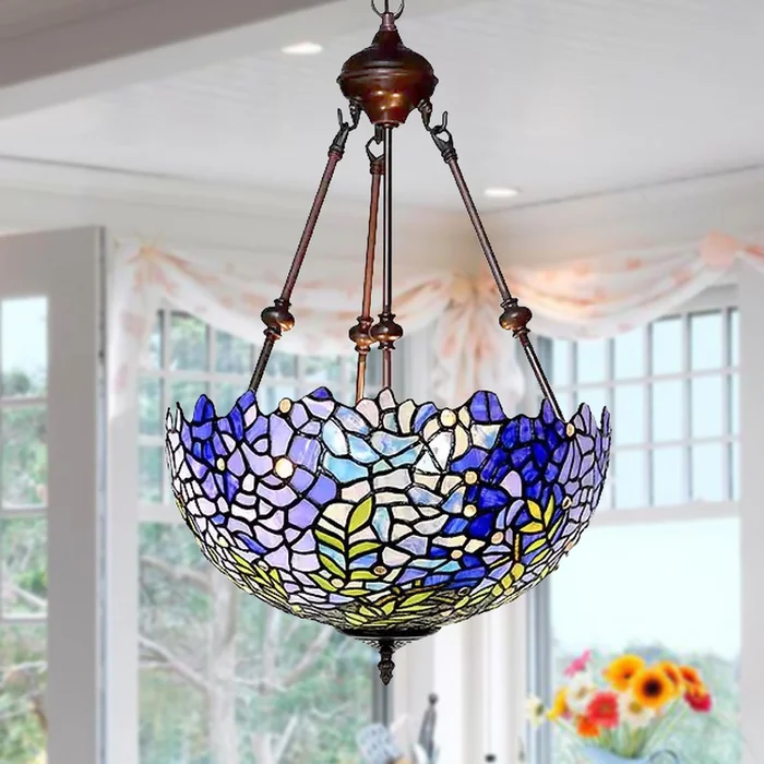 Warehouse of Tiffany Baronn Wisteria Design Stained Glass 2-Light -Style Chandelier