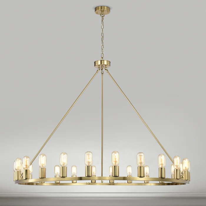 Warehouse of Tiffany Etan 48 Inch Modern Brass Wagon Wheel Chandelier 24 Light