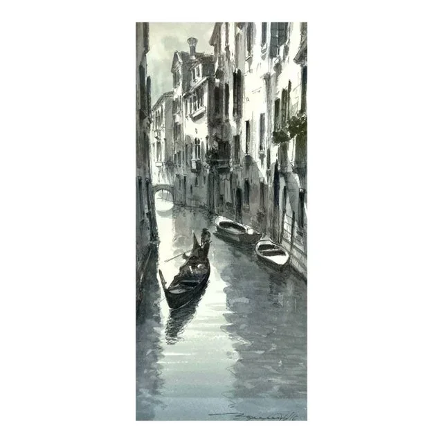 Watercolor Painting of Venetian Canal