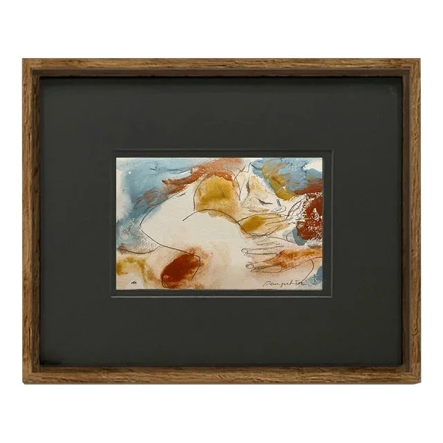 Watercolor Painting “The Embrace No.5” by Fanyu Lin, Framed