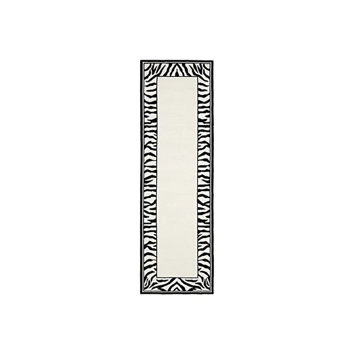 White/Black Floral Country Rugs 4×2.6