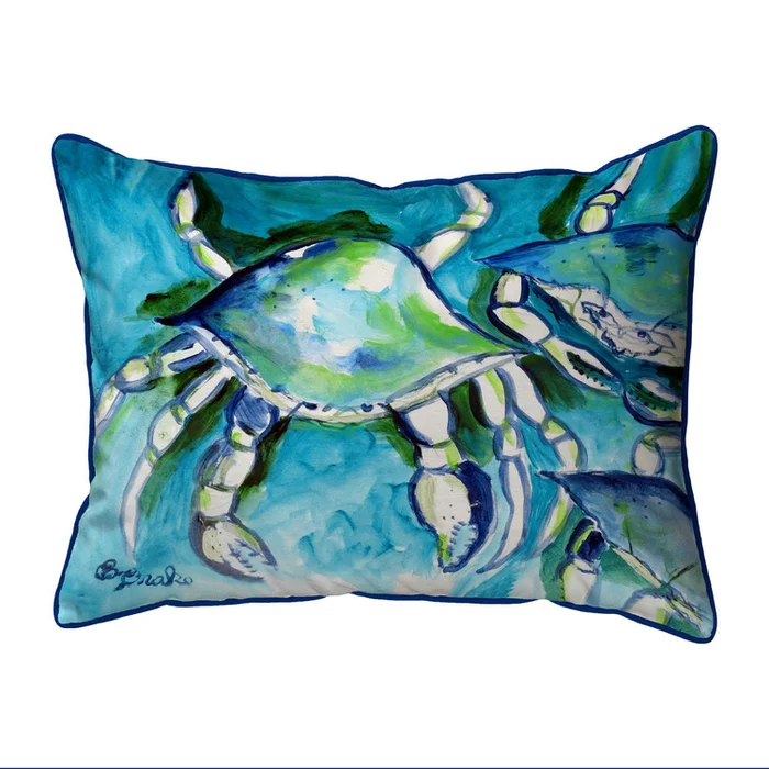 White Crabs Outdoor Pillow – Fade Resistant Artwork on One Side