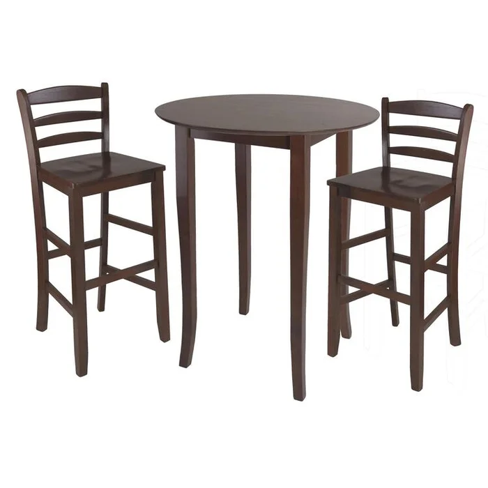 Winsome Wood Fiona 3pc High Round Table with Ladder Back Stool