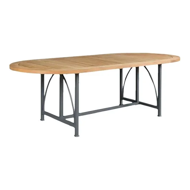 Woodbridge Furniture Jupiter Outdoor Dining Table, Natural Teak Finish & Graphite Gray Finish