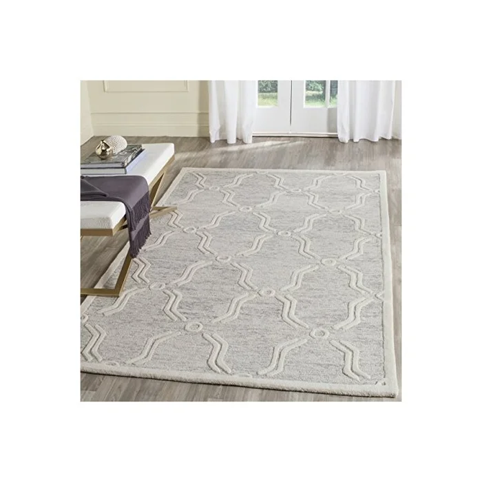 Wool Pile Contemporary Area Rug Light Blue/Ivory 2′ x 3′ Hand Tufted – Safavieh