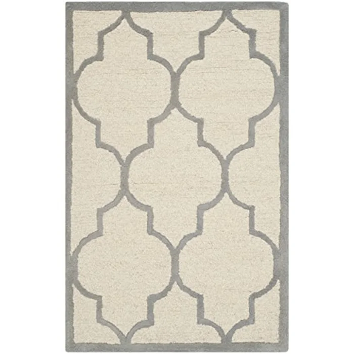 Wool Pile Moroccan Design Area Rug Ivory Silver Shape Runner 16’x2’6 – Safavieh
