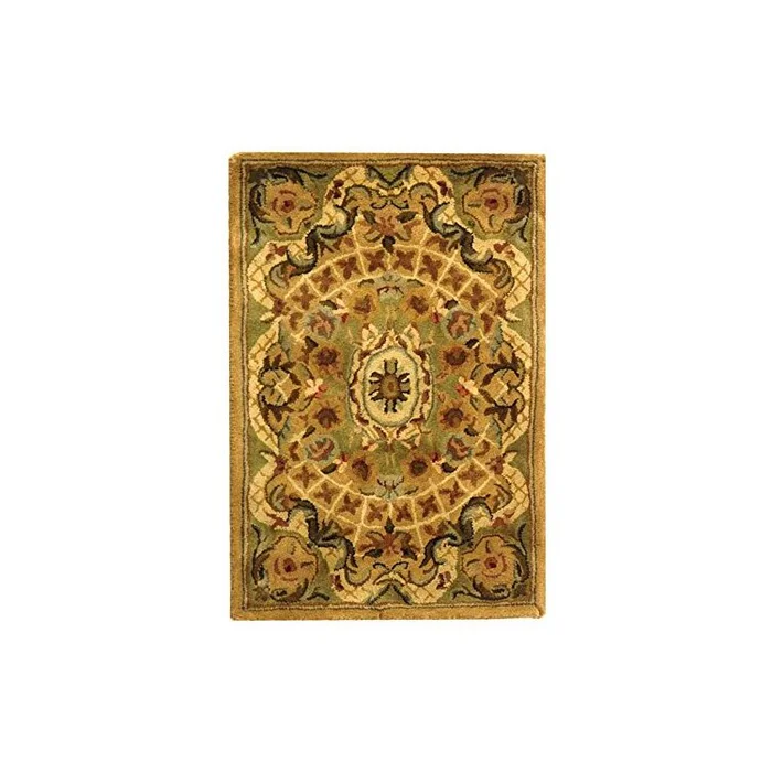 Wool Pile Rugs Toupe/Light Green Traditional Design 13×9 Round Size 4’6×4’6 – Safavieh