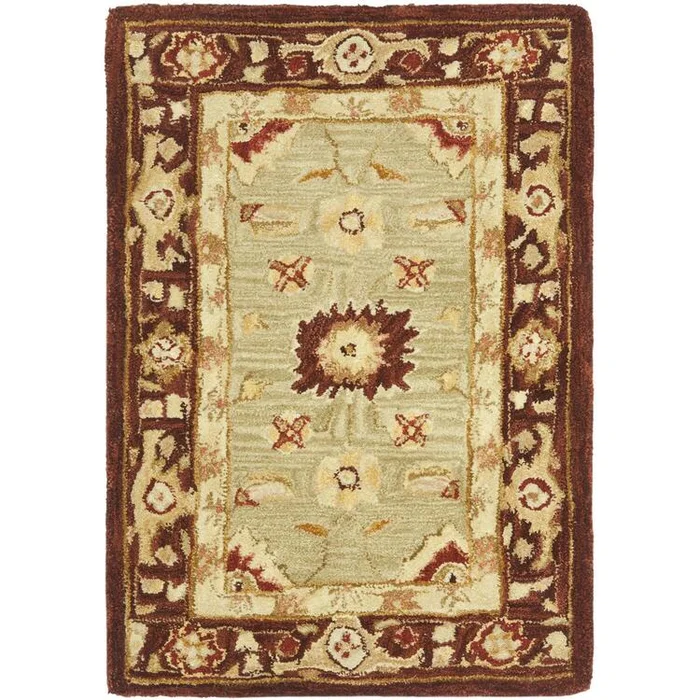 Wool Pile Traditional Anatolia Style Sage/Burgundy Rug 13×9 – Safavieh