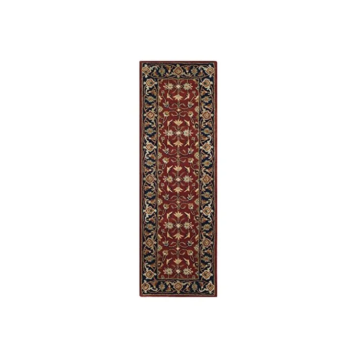 Wool Pile Traditional Rug – Rust/Navy 7′ x 2’3 Shape Runner – Safavieh