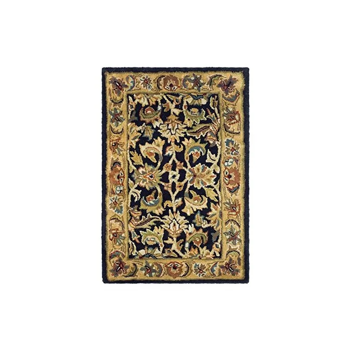 Wool Pile Traditional Rug Black/Gold Classic Design Oval Shape 9×7’6 Hand – Tufted – Safavieh