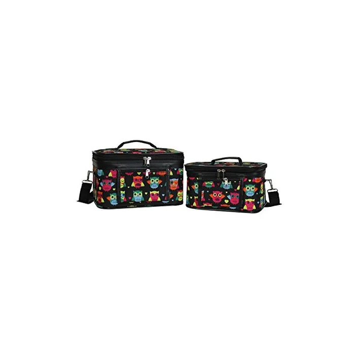 World Traveler 2-Piece Cosmetic Case Set – Owl Black