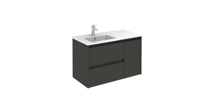 WS Bath Collections Ambra 36″ Wall Mounted Single Basin Vanity Set with Cabinet and Ceramic Vanity Top