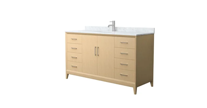 Wyndham Collection Janna 60″ Free Standing Single Basin Vanity Set with Cabinet and Marble Vanity Top