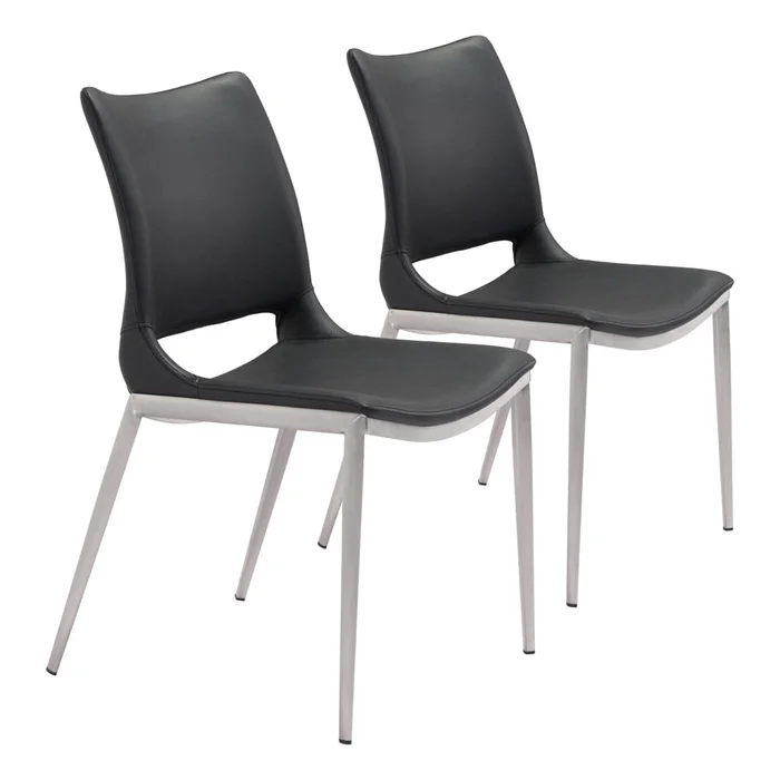 Zuo Modern – Ace Dining Chair (Set of 2) Black & Silver – 101280