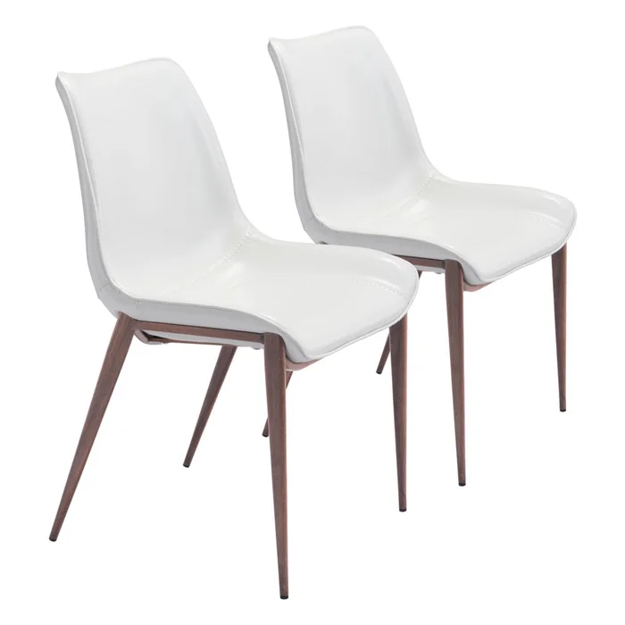 Zuo Modern – Magnus Dining Chair (Set of 2) White & Walnut – 101273